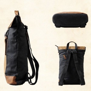 KP3  VINTAGE TAR III™ Rucksack Canvas mit Leder Damen / Herren  - dunkelgrau 17"